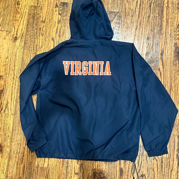 Mens Champion University of Virginia XL Navy Hooded Windbreaker - Picture 2 of 3
